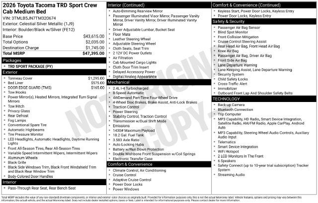 2026 Toyota Tacoma TRD Sport