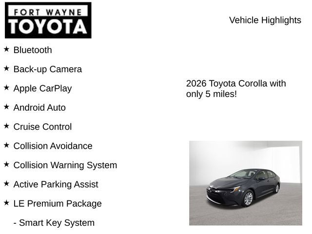 2026 Toyota Corolla Hybrid Hybrid LE
