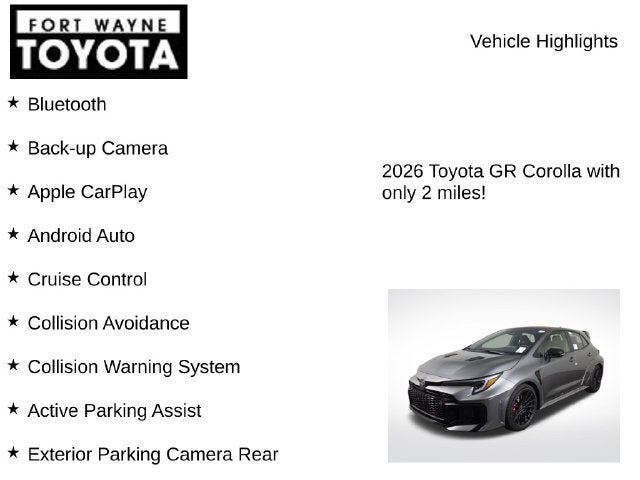 2026 Toyota GR Corolla GR Corolla Premium Plus