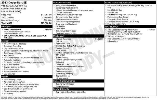 2013 Dodge Dart SE/AERO