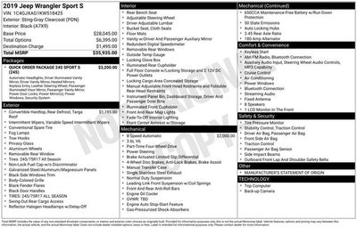 2019 Jeep Wrangler Sport S