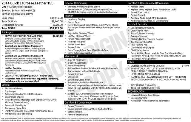 2014 Buick LaCrosse Leather Group