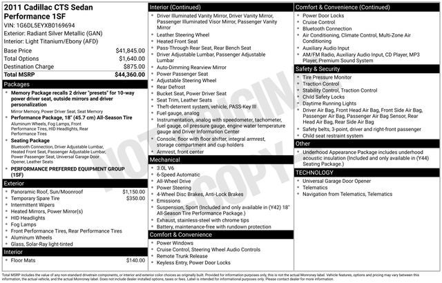 2011 Cadillac CTS 3.0L Performance