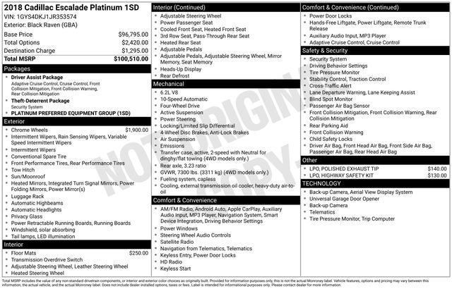 2018 Cadillac Escalade Platinum Edition