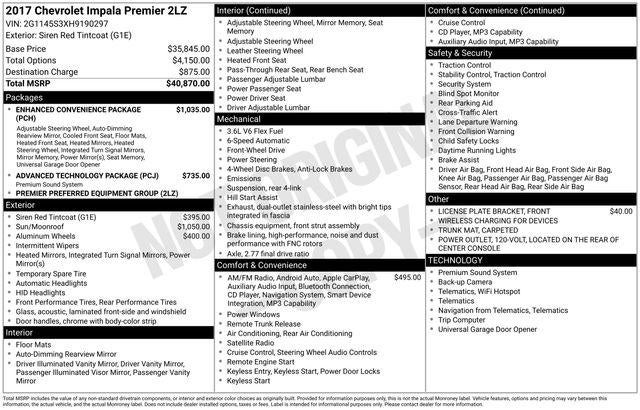2017 Chevrolet Impala Premier 2LZ