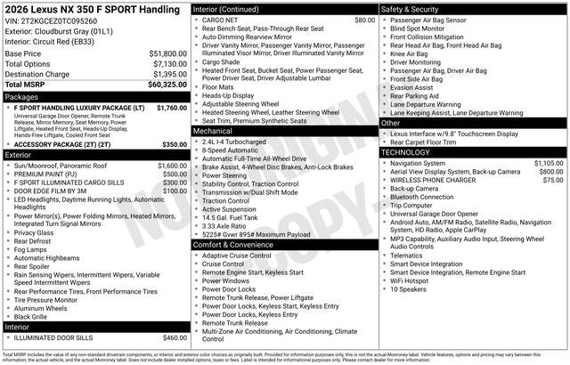 2026 Lexus NX 350 F SPORT Handling