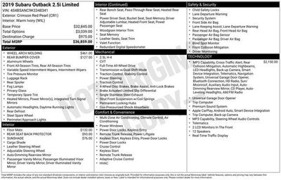 2019 Subaru Outback 2.5i Limited