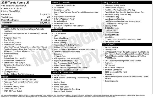 2025 Toyota Camry LE