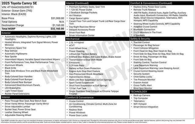 2025 Toyota Camry SE