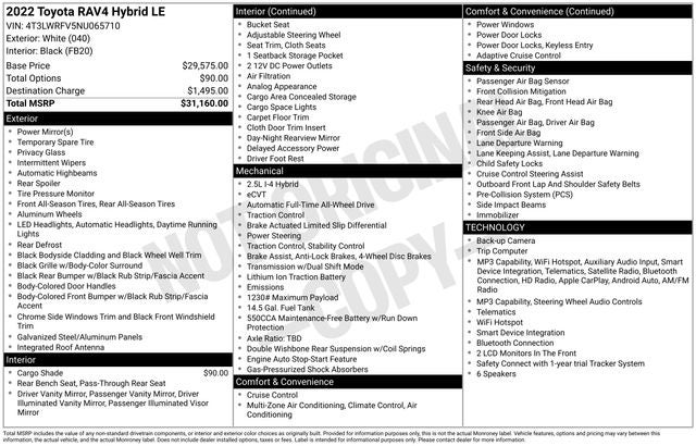 2022 Toyota RAV4 Hybrid LE