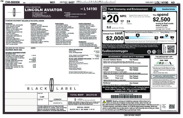2020 Lincoln Aviator Black Label Premium