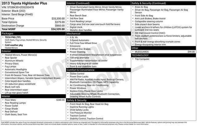 2013 Toyota Highlander Base Plus V6