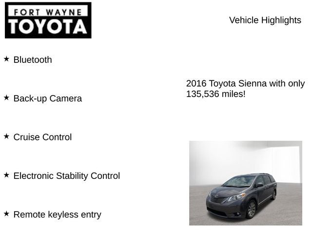 2016 Toyota Sienna XLE 7 Passenger