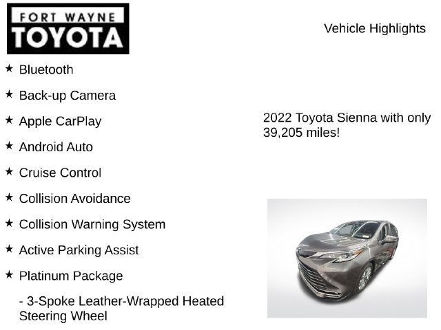 2022 Toyota Sienna Platinum 7 Passenger