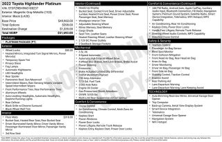 2022 Toyota Highlander Platinum