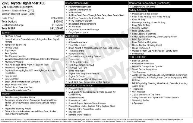 2020 Toyota Highlander XLE