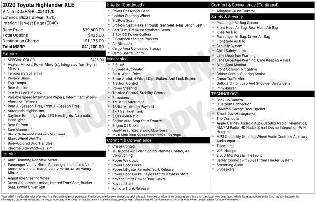 2020 Toyota Highlander XLE
