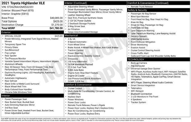 2021 Toyota Highlander XLE