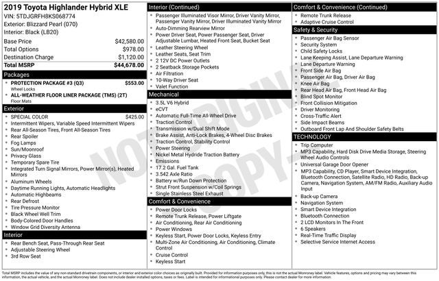 2019 Toyota Highlander Hybrid XLE