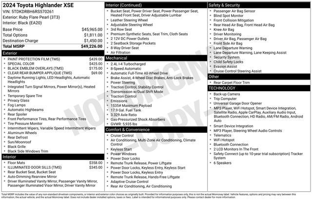 2024 Toyota Highlander XSE