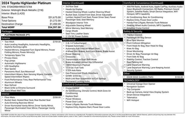 2024 Toyota Highlander Platinum