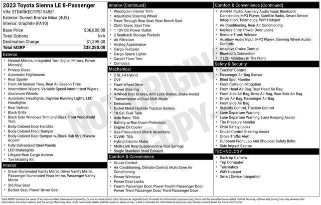 2023 Toyota Sienna LE 8 Passenger