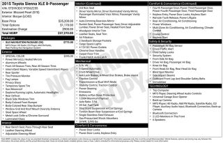 2015 Toyota Sienna XLE 8 Passenger