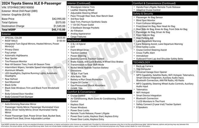 2024 Toyota Sienna XLE 8 Passenger
