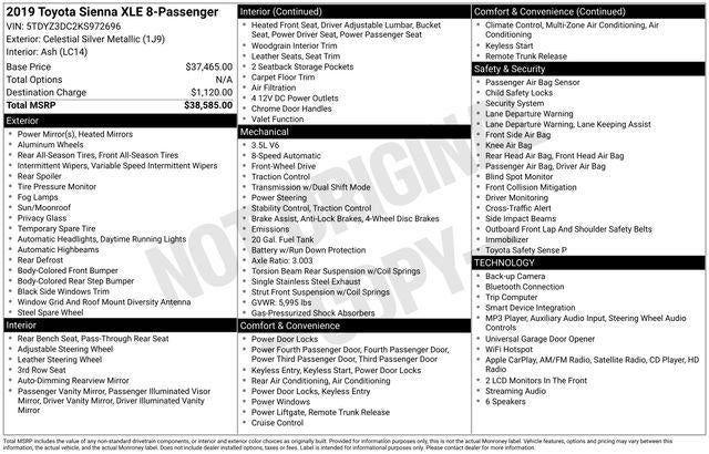 2019 Toyota Sienna XLE 8 Passenger