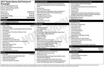 2017 Toyota Sienna XLE Premium 8 Passenger
