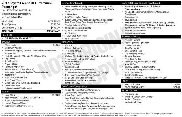 2017 Toyota Sienna XLE Premium 8 Passenger