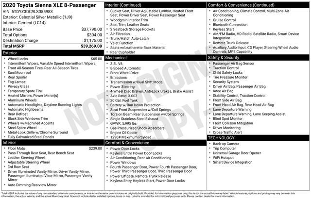 2020 Toyota Sienna XLE 8 Passenger