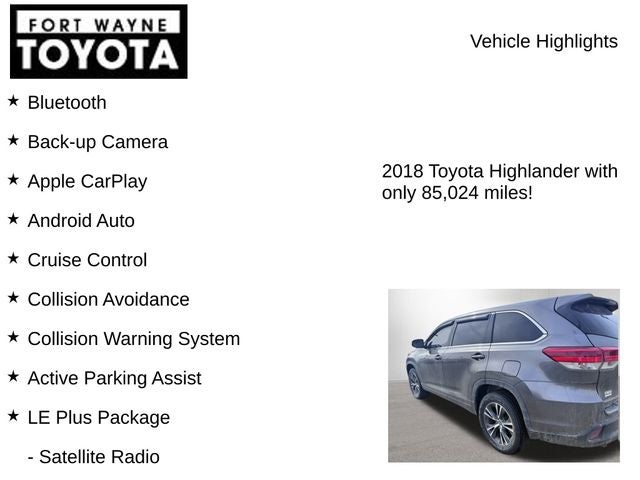 2018 Toyota Highlander LE Plus