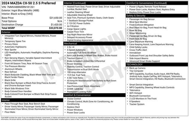 2024 Mazda Mazda CX-50 2.5 S Preferred Package