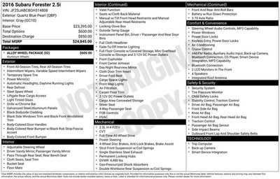 2016 Subaru Forester 2.5i