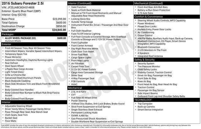 2016 Subaru Forester 2.5i