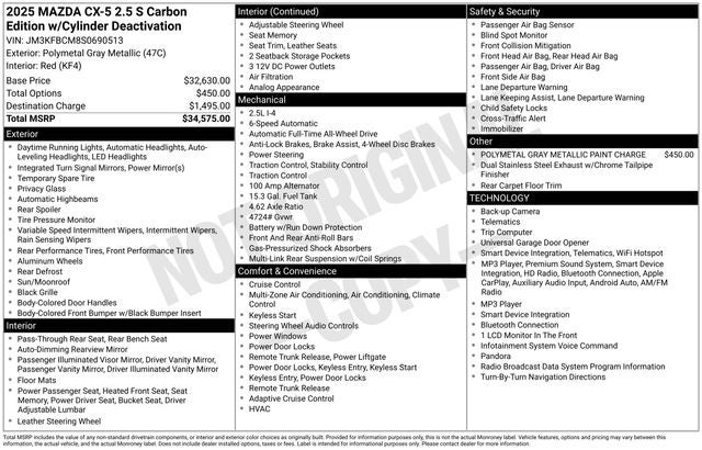 2025 Mazda Mazda CX-5 2.5 S Carbon Edition