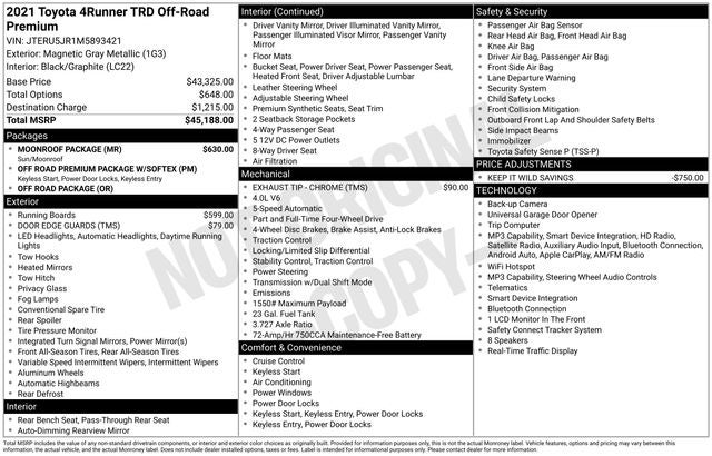 2021 Toyota 4Runner TRD Off-Road Premium