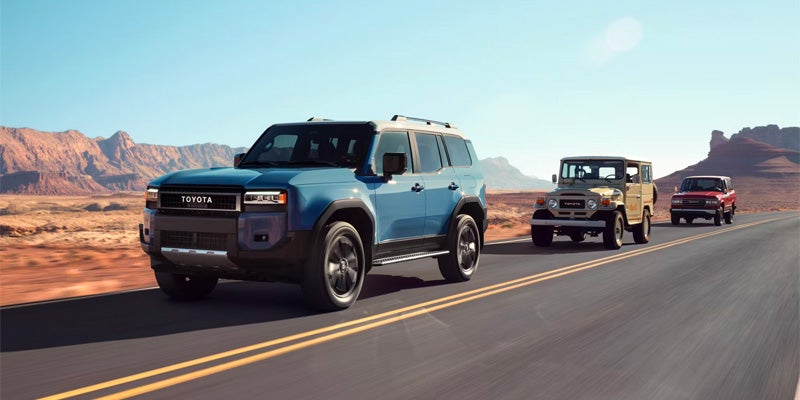 Blue 2025 Toyota Land Cruiser front end