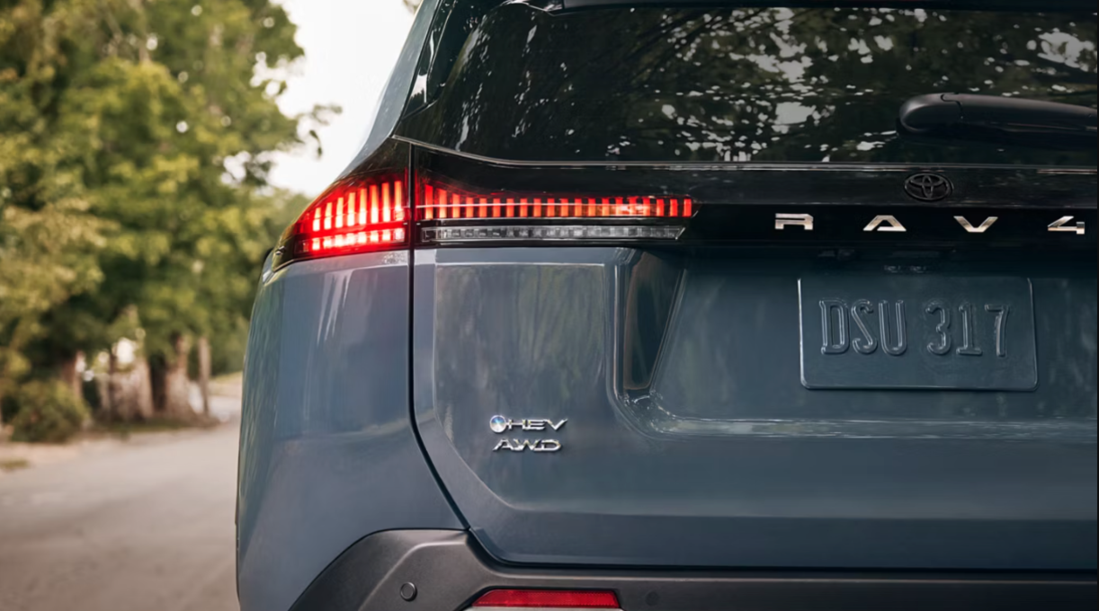Rear view of the 2026 Toyota RAV4 HEV with AWD